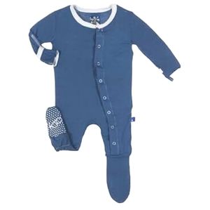Kickee Pants 3-6M Classic Footie Pajamas With Snaps In Blue